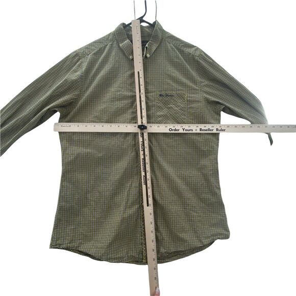 Ben Sherman Mens XL Long Sleeve Button Down Yellow Gold & Blue Plaid Shirt - Picture 7 of 12